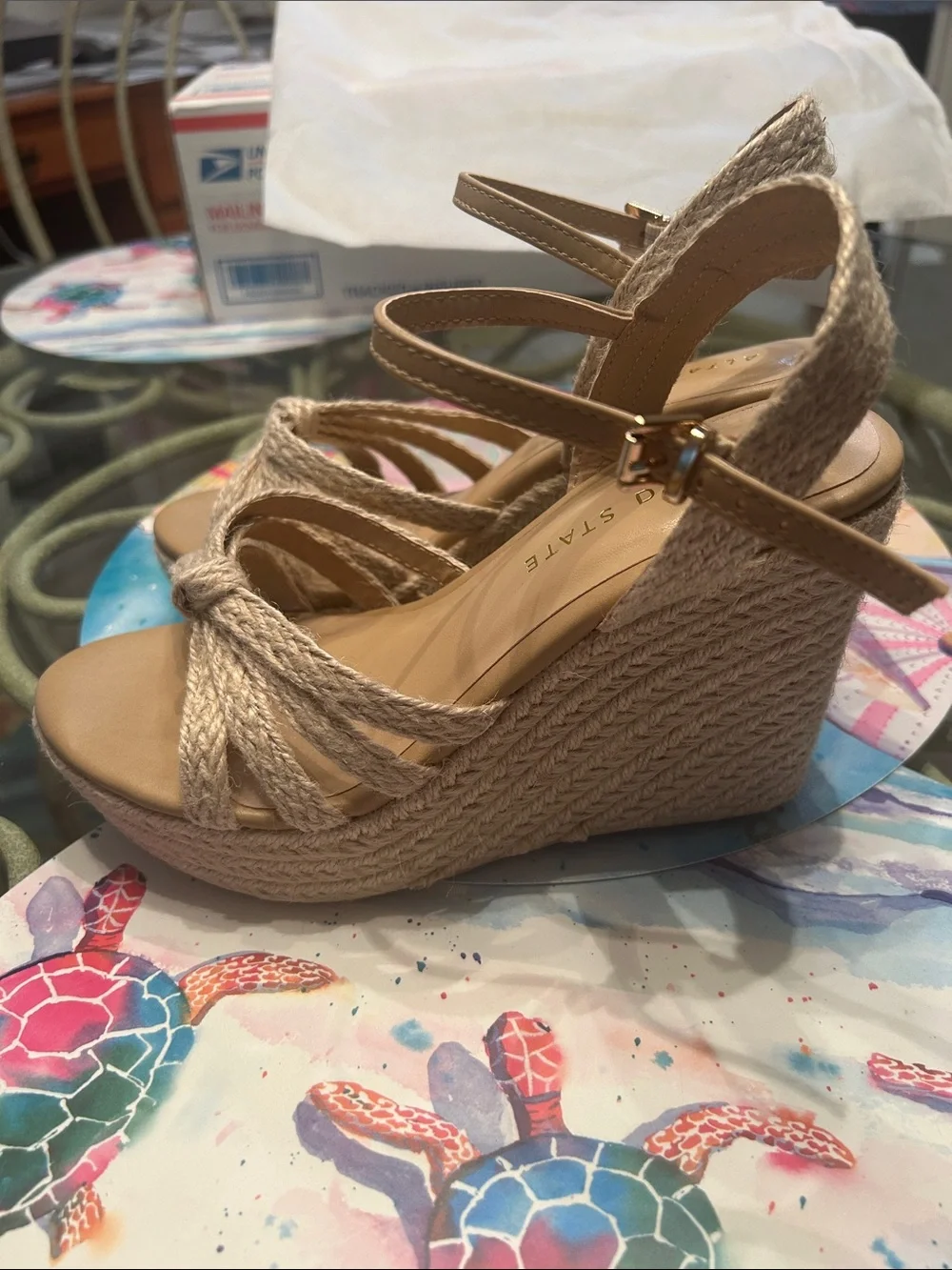 Altar'd State Beige Braided Espadrille Wedge Sandals